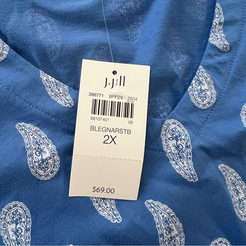 J. Jill Light Blue Paisley V-Neck Blouse - Picture 5 of 11